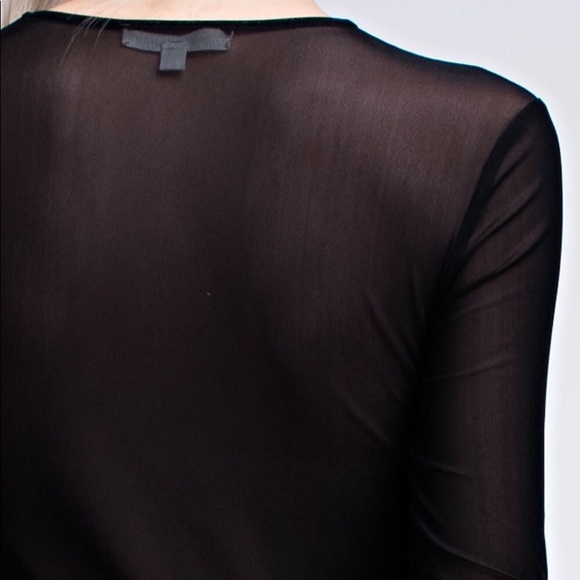 Honey Punch Sheer Black Star Mesh Long Sleeve Top - Picture 7 of 13